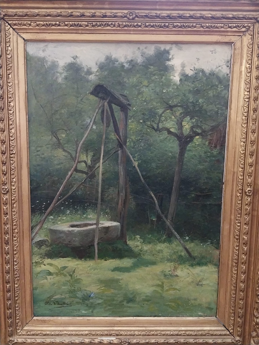 Charles Lhullier dit aussi Lhuillier (1824-1898), vue d’un puits, huile sur toile, XIXe.-photo-4