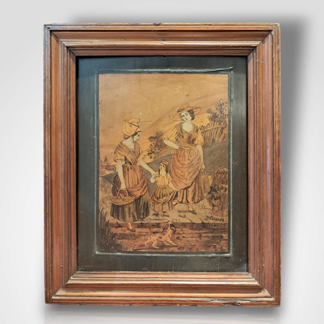 Joseph Cremer, Pair Of Marquetry Paintings, 19th Century-photo-4