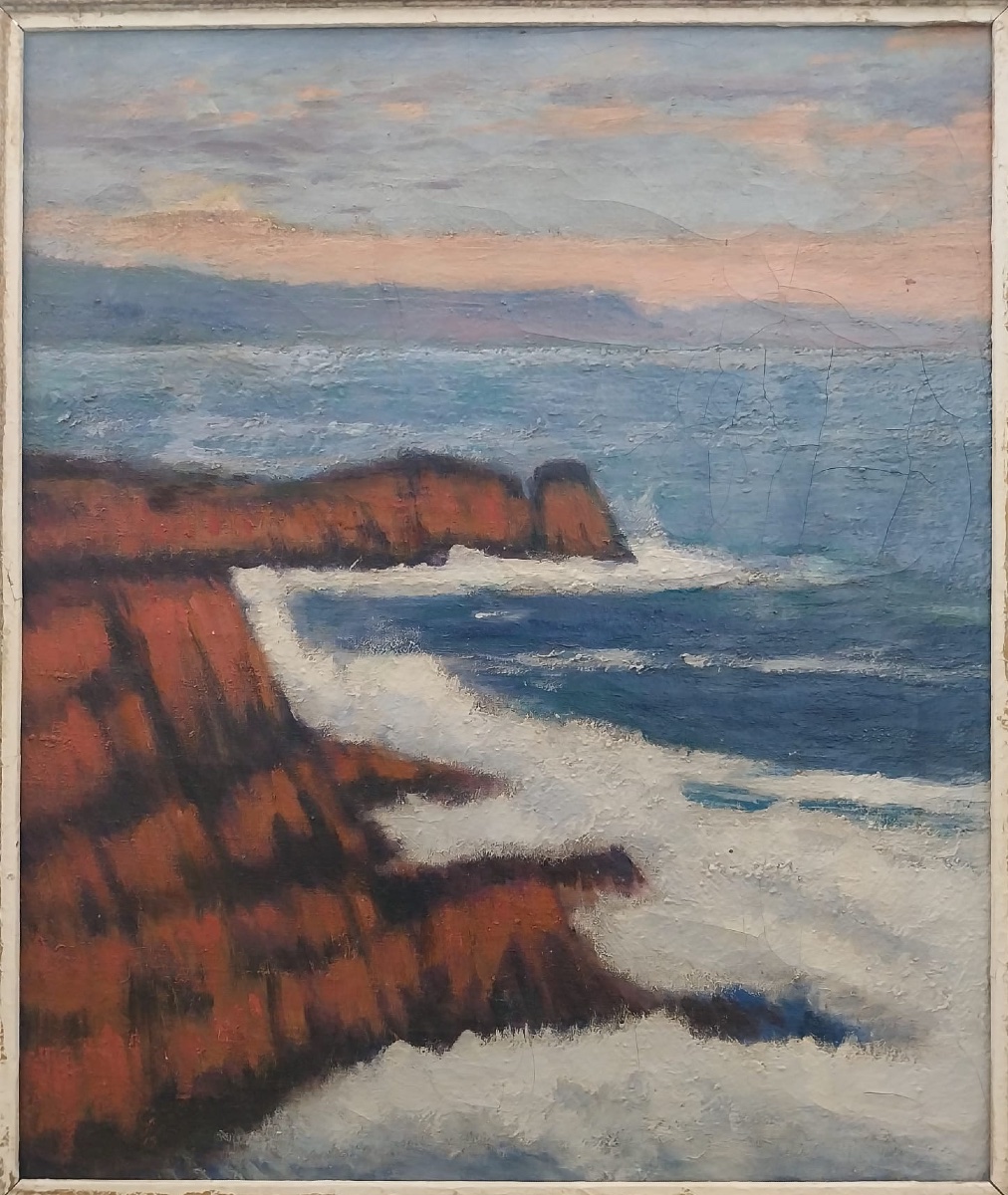 Huile sur toile, paysage, marine, XXe-photo-2