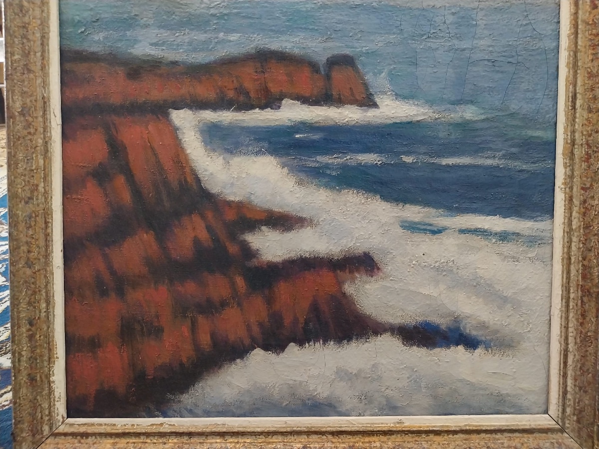 Huile sur toile, paysage, marine, XXe-photo-3