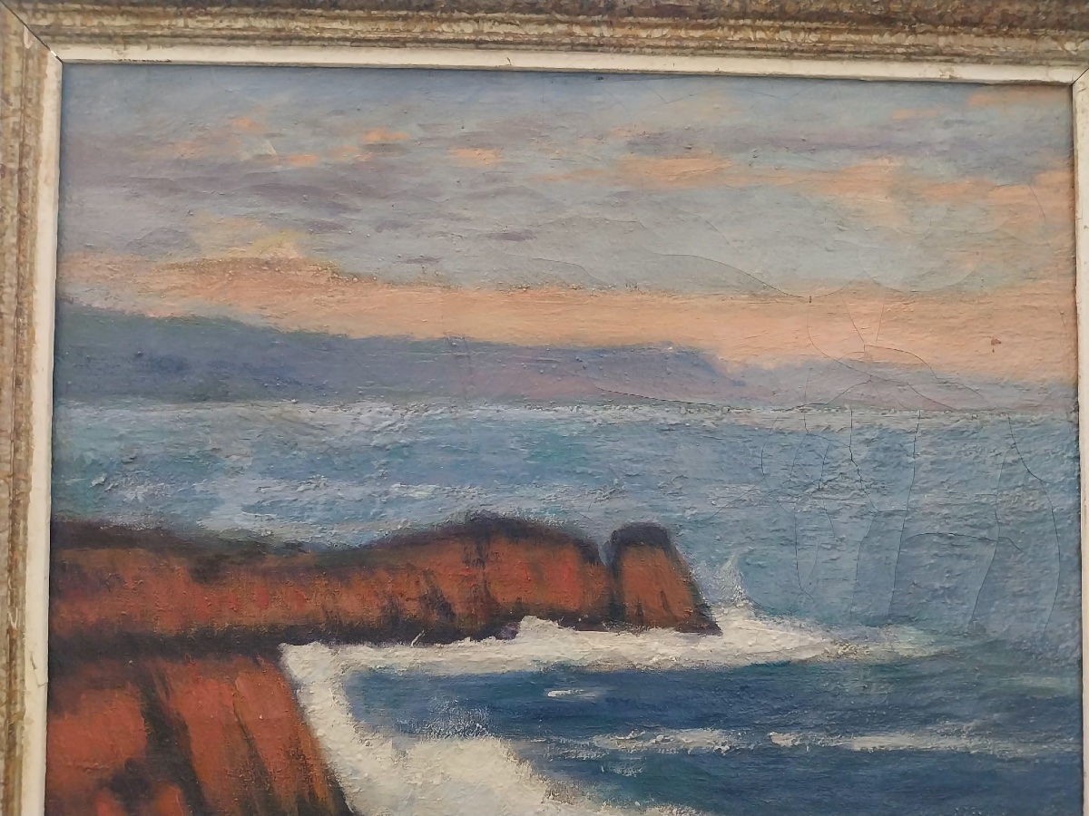 Huile sur toile, paysage, marine, XXe-photo-4
