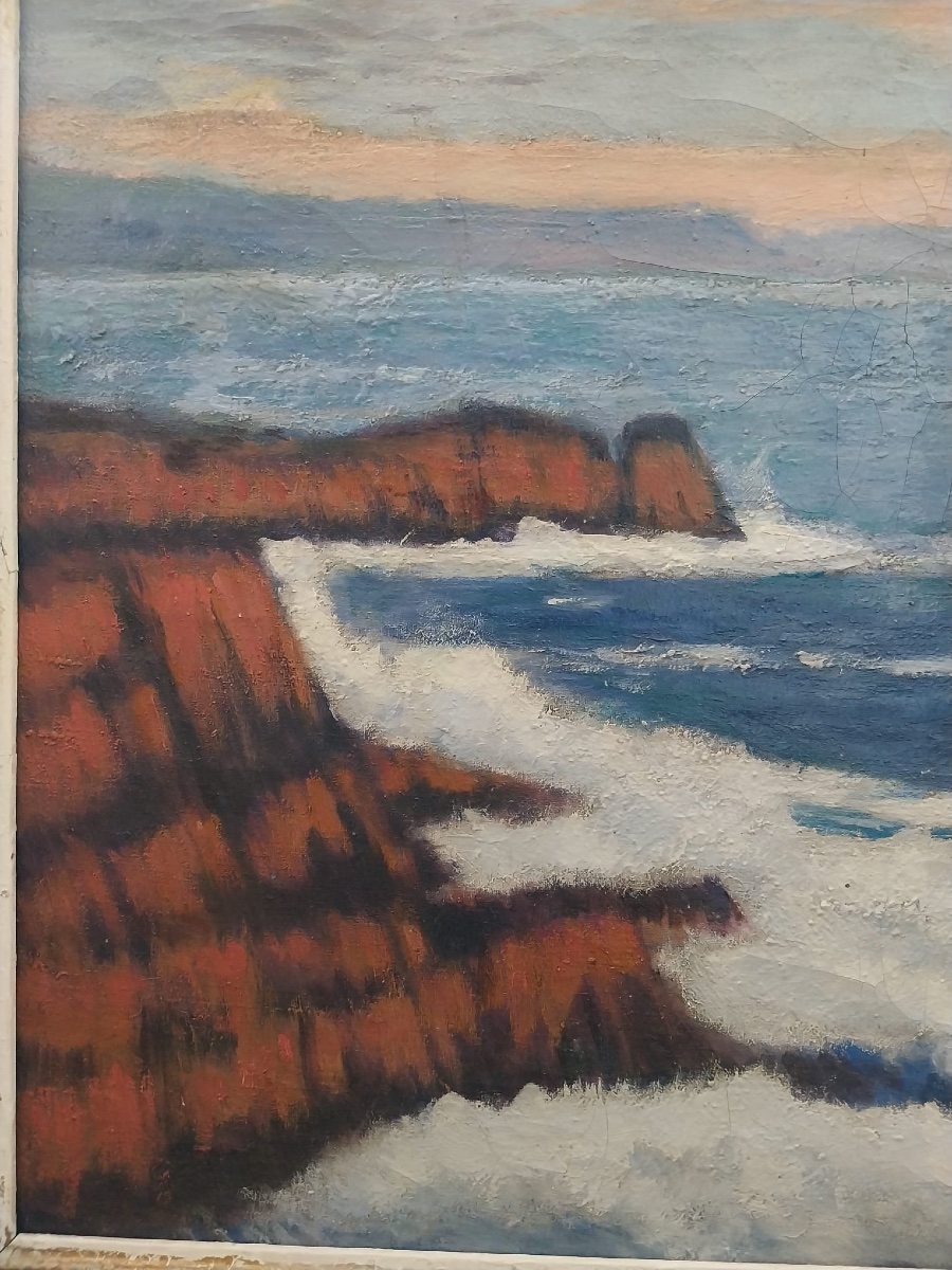 Huile sur toile, paysage, marine, XXe-photo-2