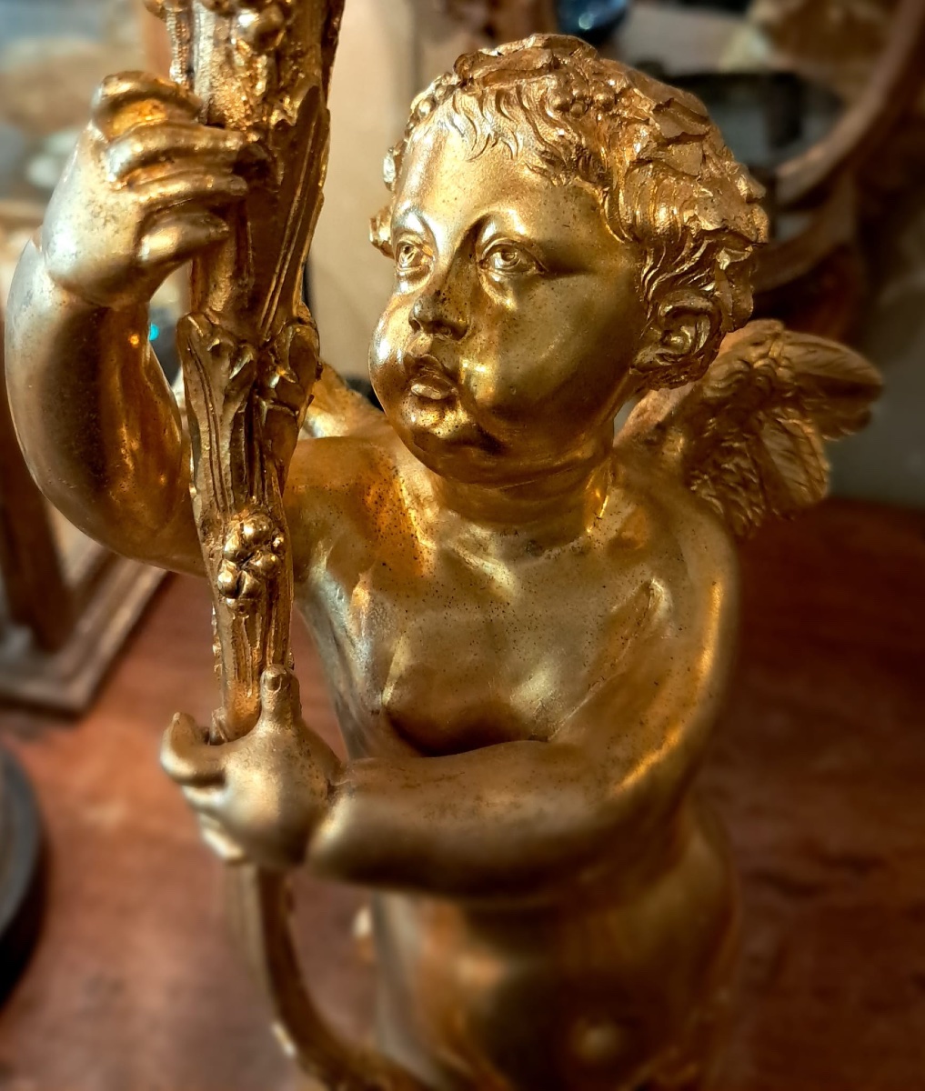 Paire de candélabres en bronze doré Napoléon III, XIXe-photo-4