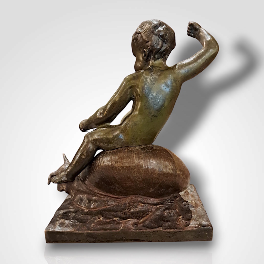Henri Plé, Child On A Snail, Bronze, Late 19th Century-photo-2