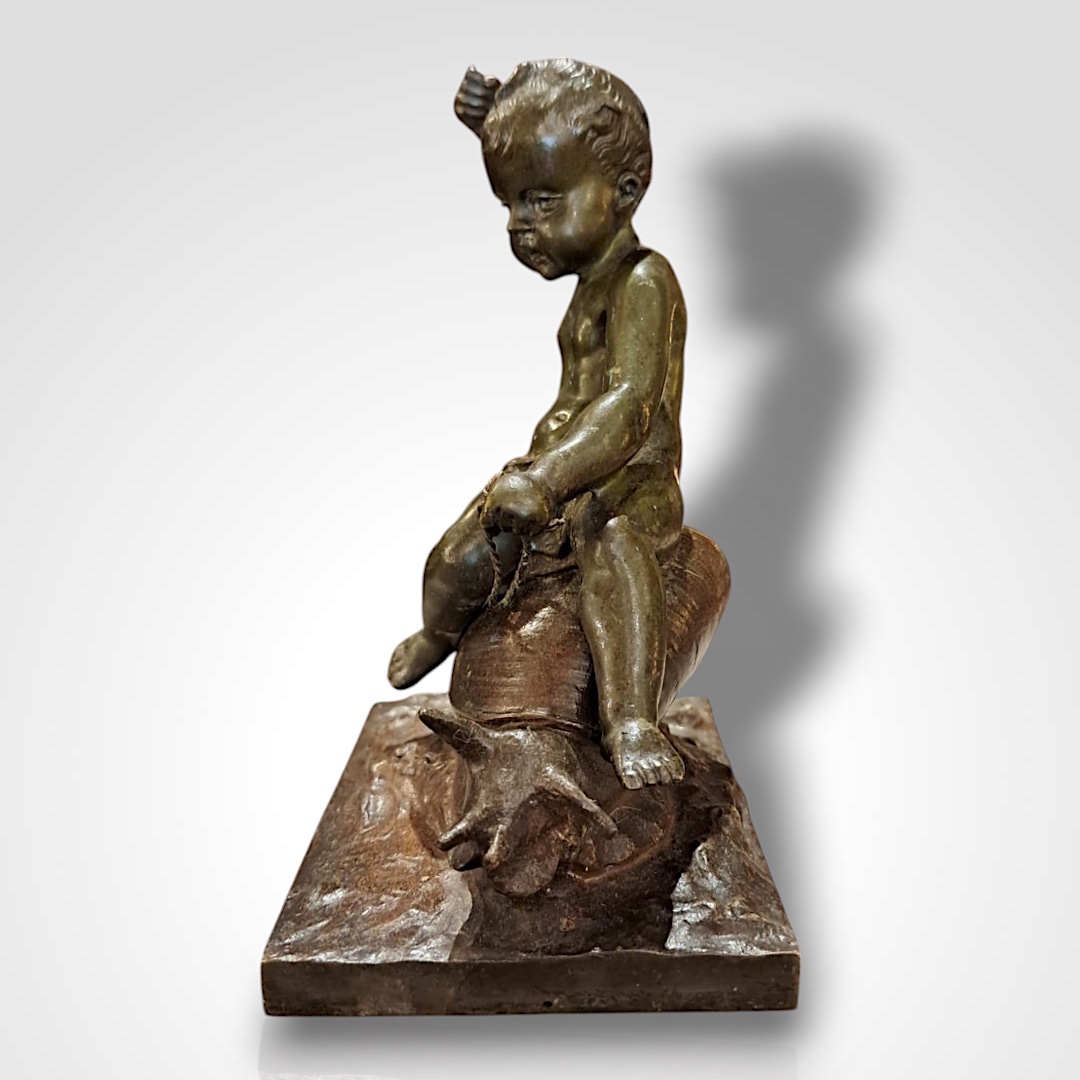 Henri Plé, Child On A Snail, Bronze, Late 19th Century-photo-4