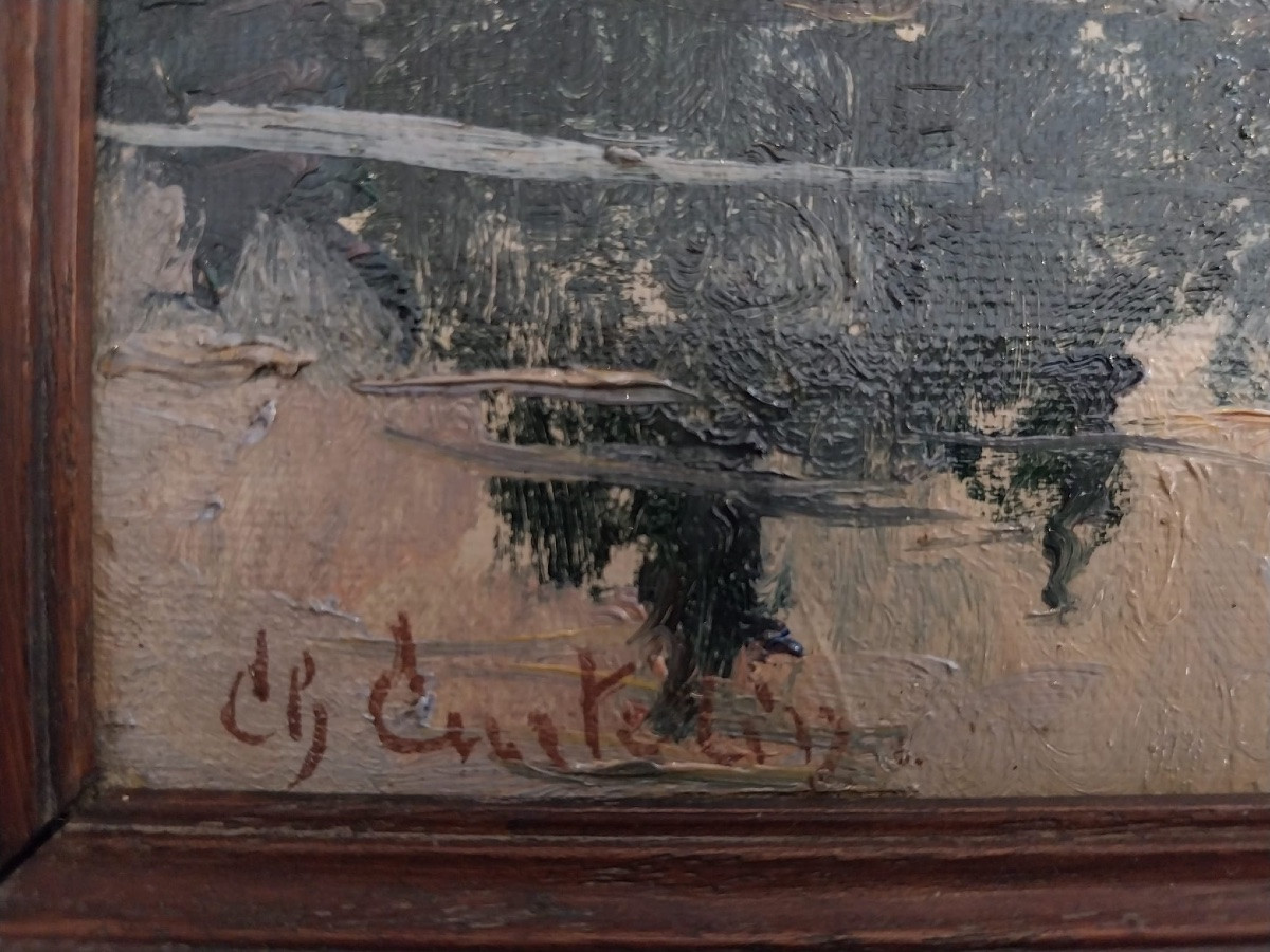 Charles Curtelin (1859-1960), huile sur carton, paysage XXe-photo-2