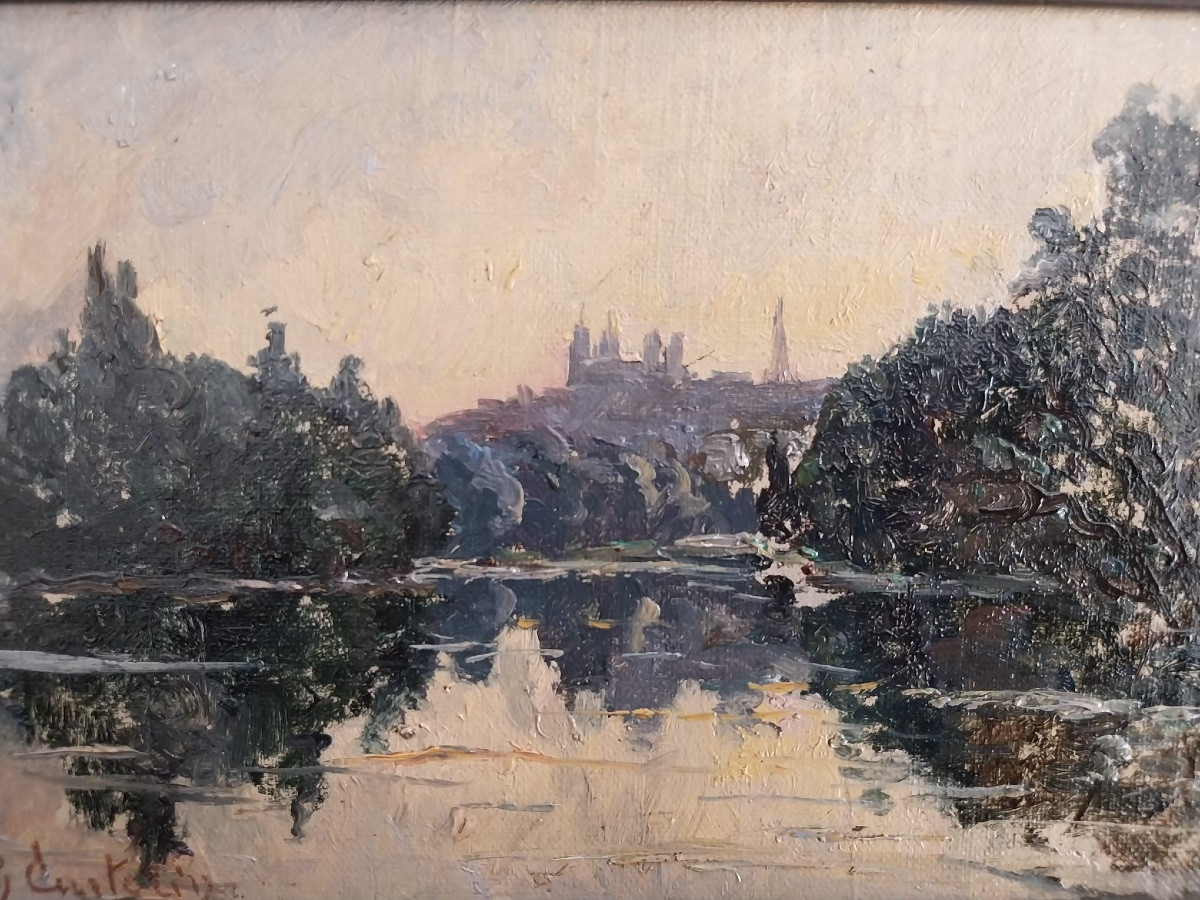 Charles Curtelin (1859-1960), huile sur carton, paysage XXe-photo-3