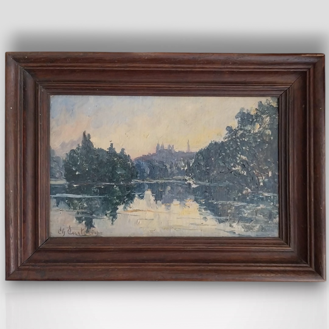 Charles Curtelin (1859-1960), huile sur carton, paysage XXe