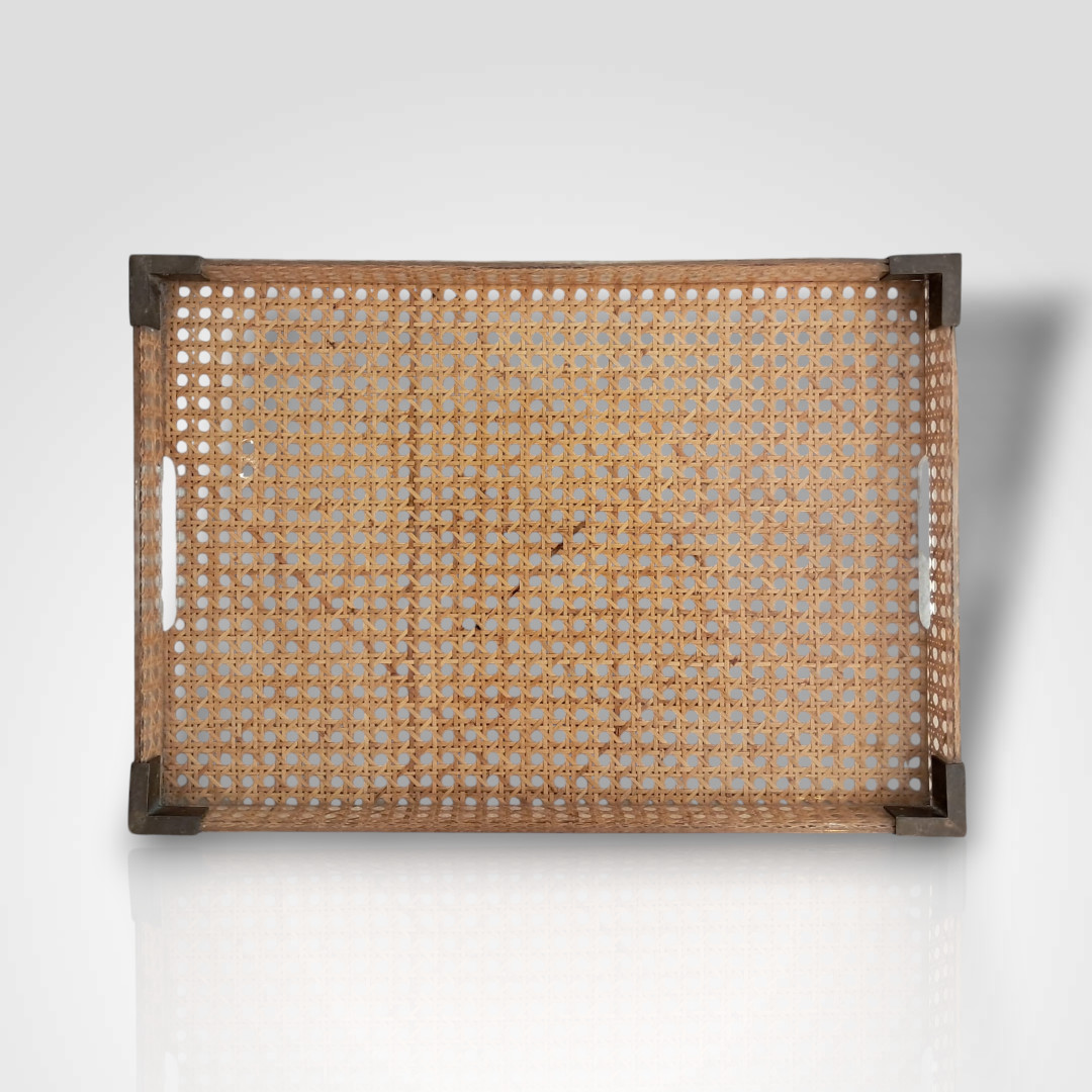 Gabriella Crespi For Christian Dior, Cane, Plexiglass And Brass Tray, 20th Century