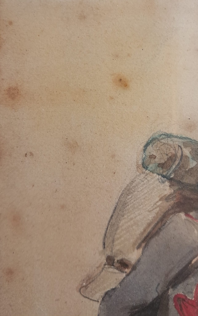 Isidore Pils, aquarelle représentant un zouave, XIXe-photo-1