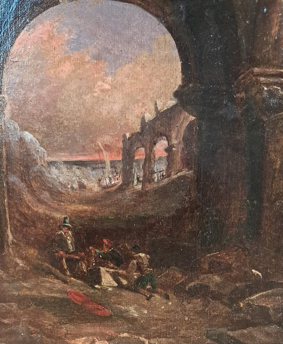 Italian School, View Of Ruins, Circa 1830-photo-3