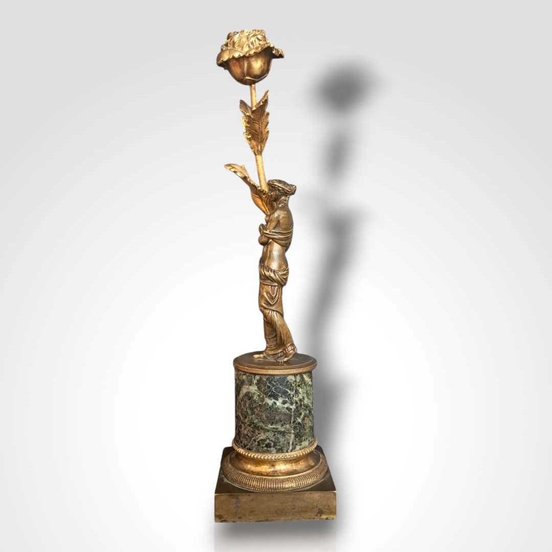 Paire de bougeoirs en bronze dits “aux Romains”, début XIXe-photo-2