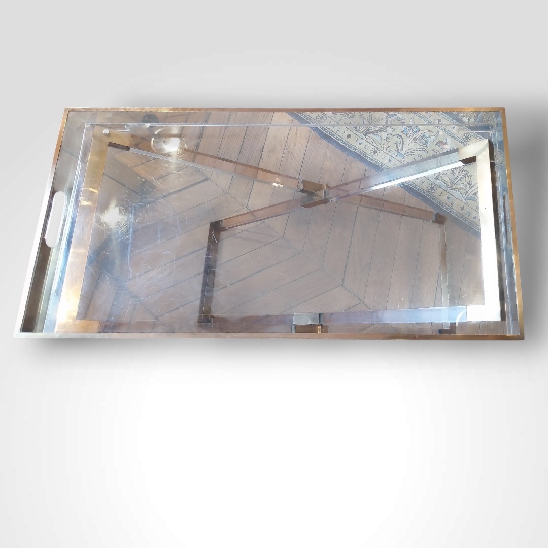 Plexi And Brass Serving Trolley, 1970s.-photo-3