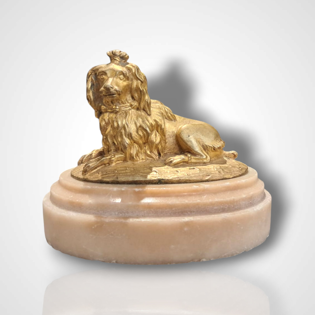 Bronze And Marble Paperweight With A Poodle Figure, 18th Century