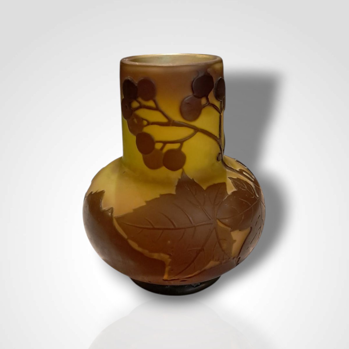 Vase With Plant Decoration, Gallé, 20th Century-photo-2