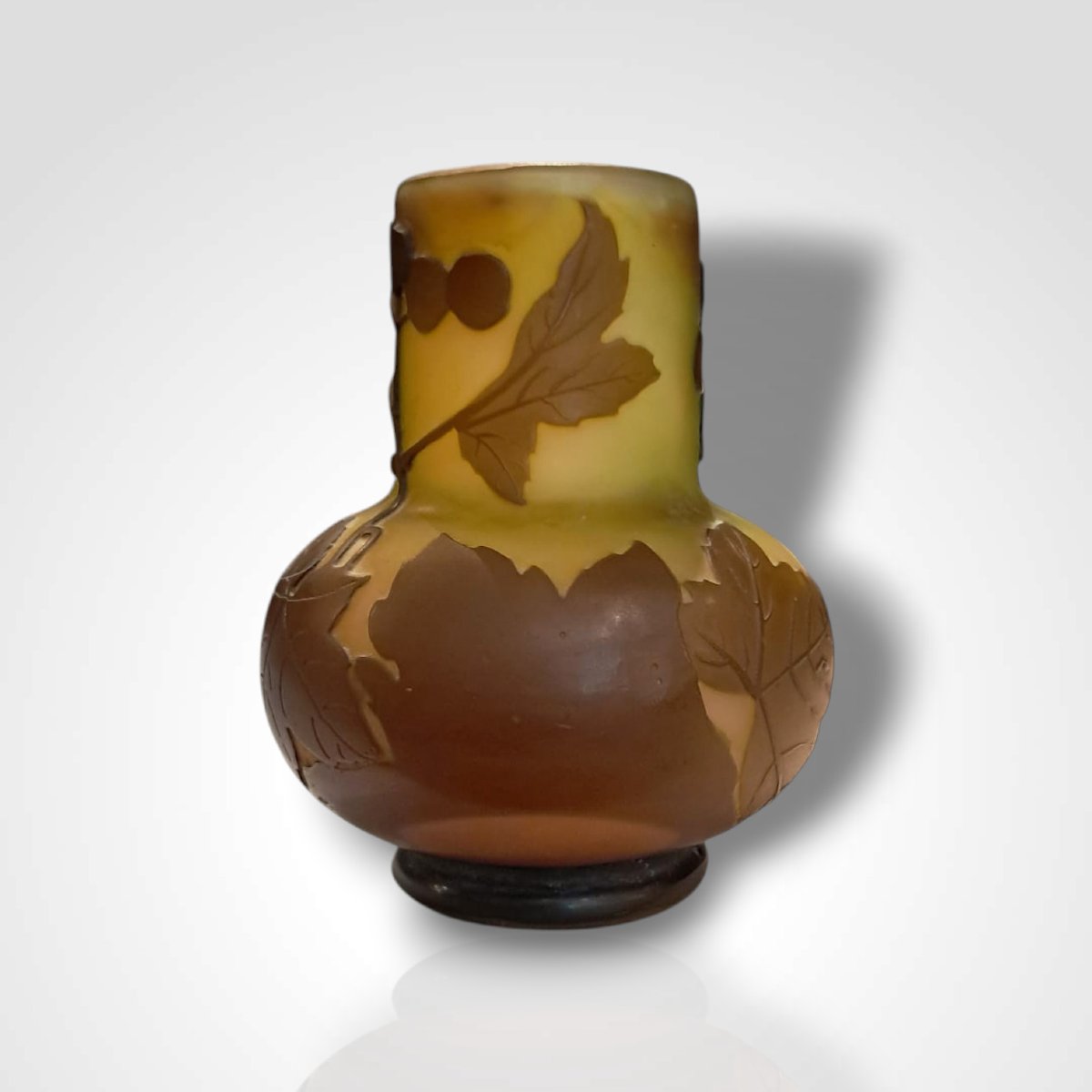 Vase With Plant Decoration, Gallé, 20th Century-photo-3