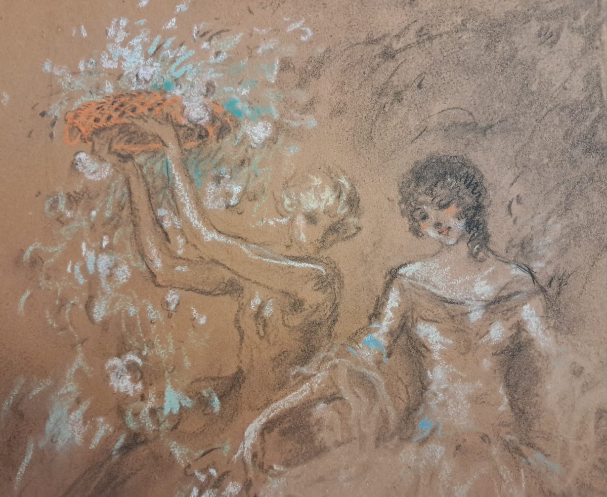 Louis Icart, dessin représentant deux jeunes élégantes, début XXe -photo-4