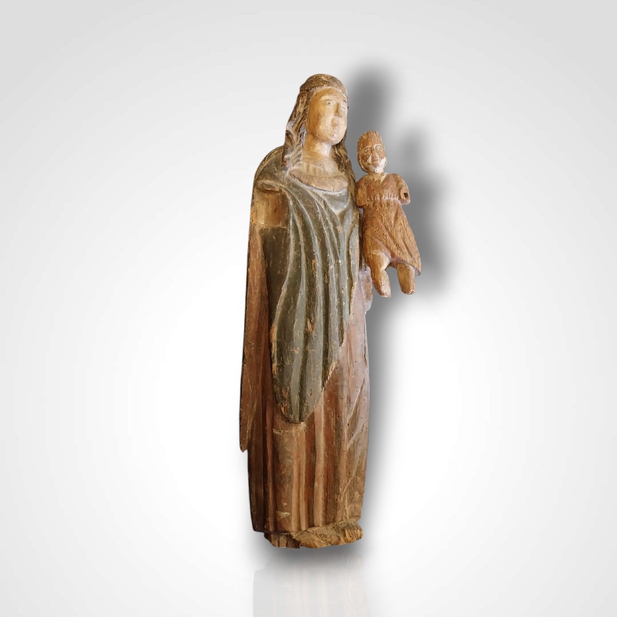 Vierge à l'enfant en bois polychrome, XVIIIe-photo-4