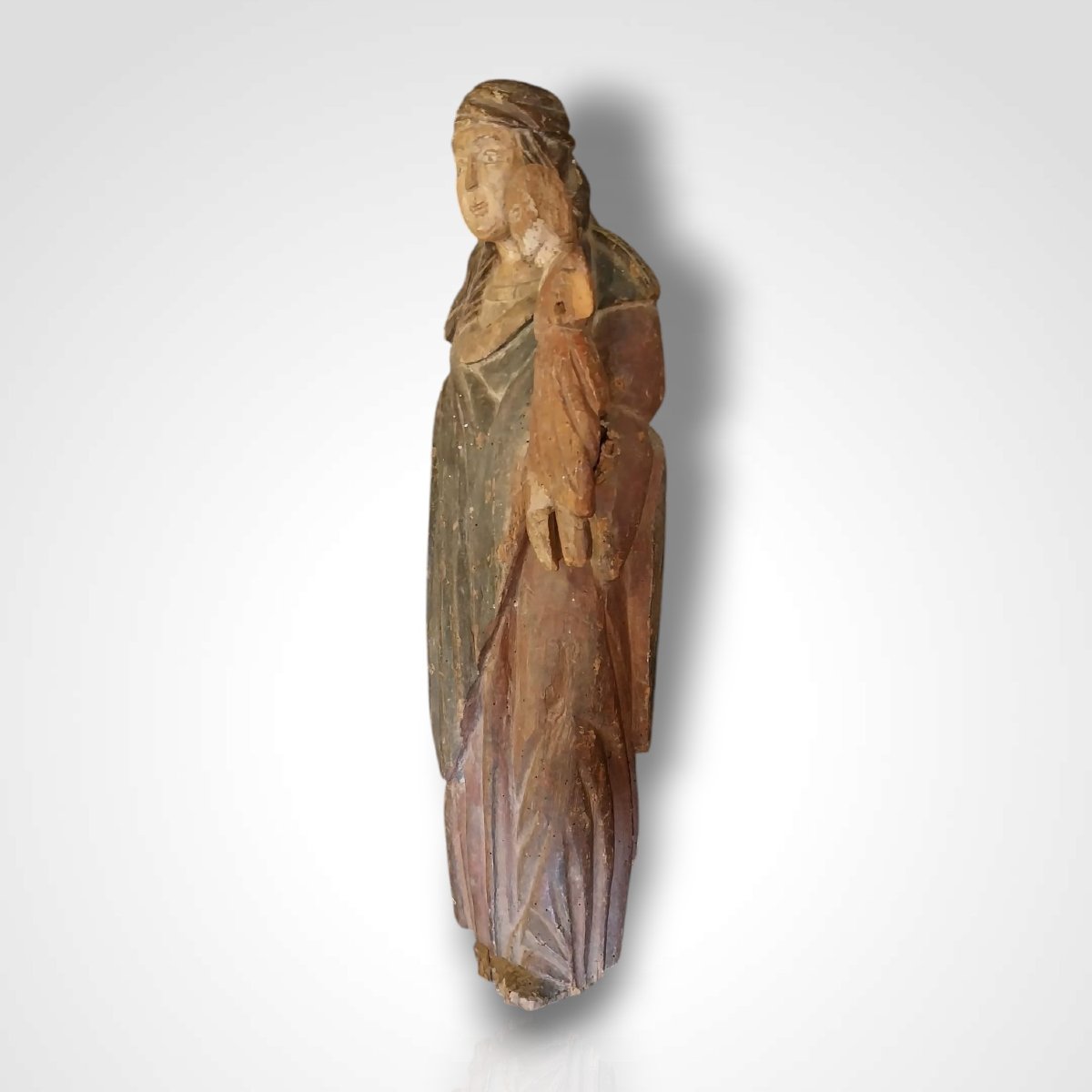 Vierge à l'enfant en bois polychrome, XVIIIe-photo-8