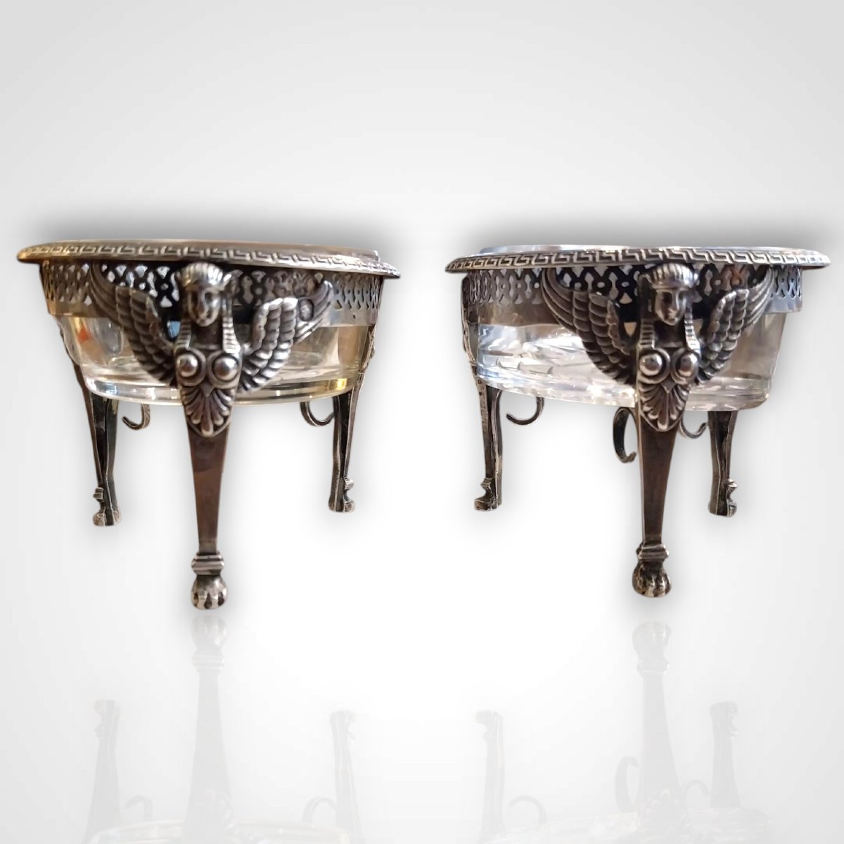 Paire de salières en argent XIXe-photo-2