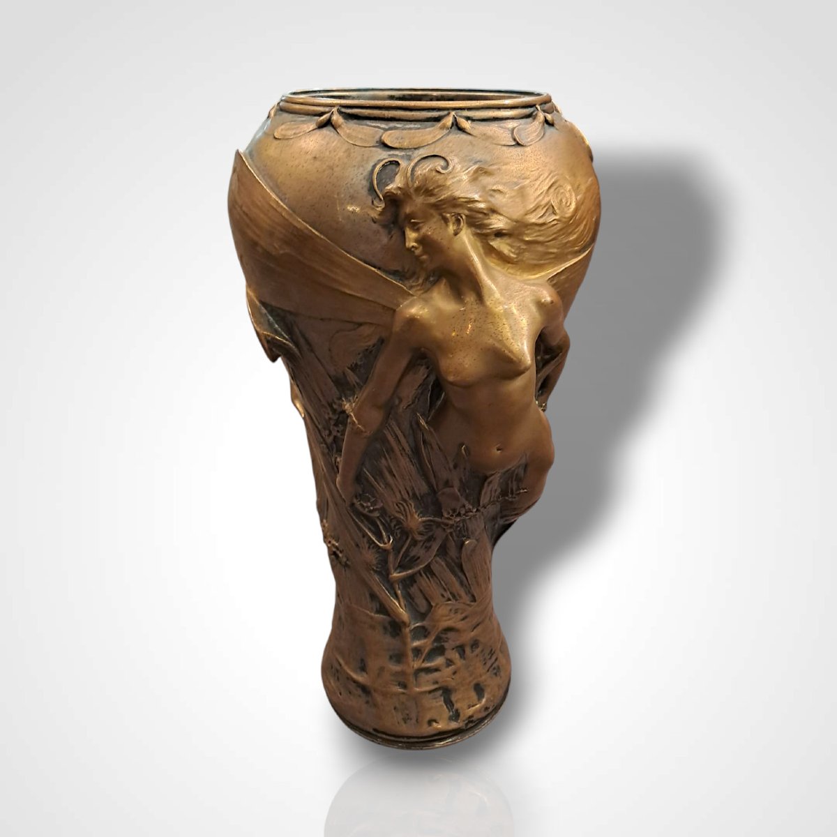 Vase en bronze doré Art Nouveau, fin XIXe-début XXe-photo-2