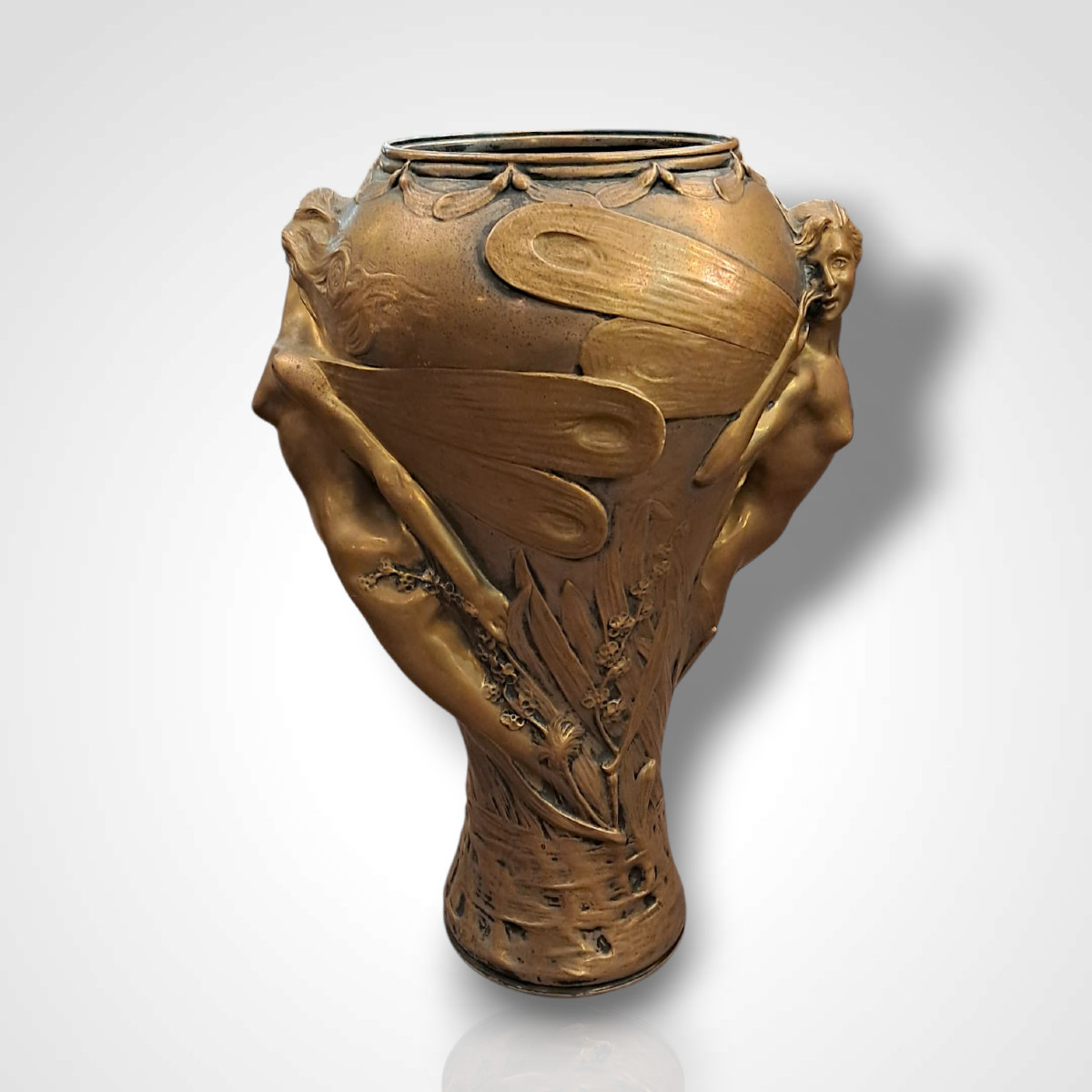 Vase en bronze doré Art Nouveau, fin XIXe-début XXe