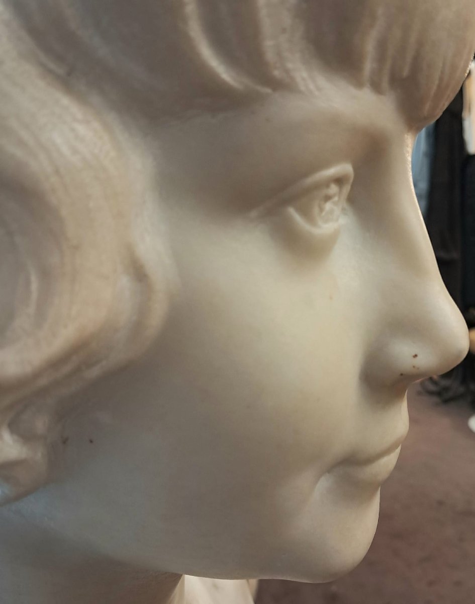 Henri Léon Greber, Marble Bust Of A Young Woman, 20th Century-photo-3