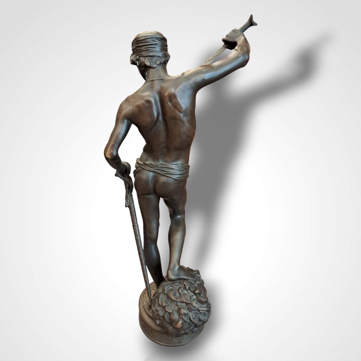 Antonin Mercié, David, sculpture en bronze, édition Barbedienne, XIXe-photo-2