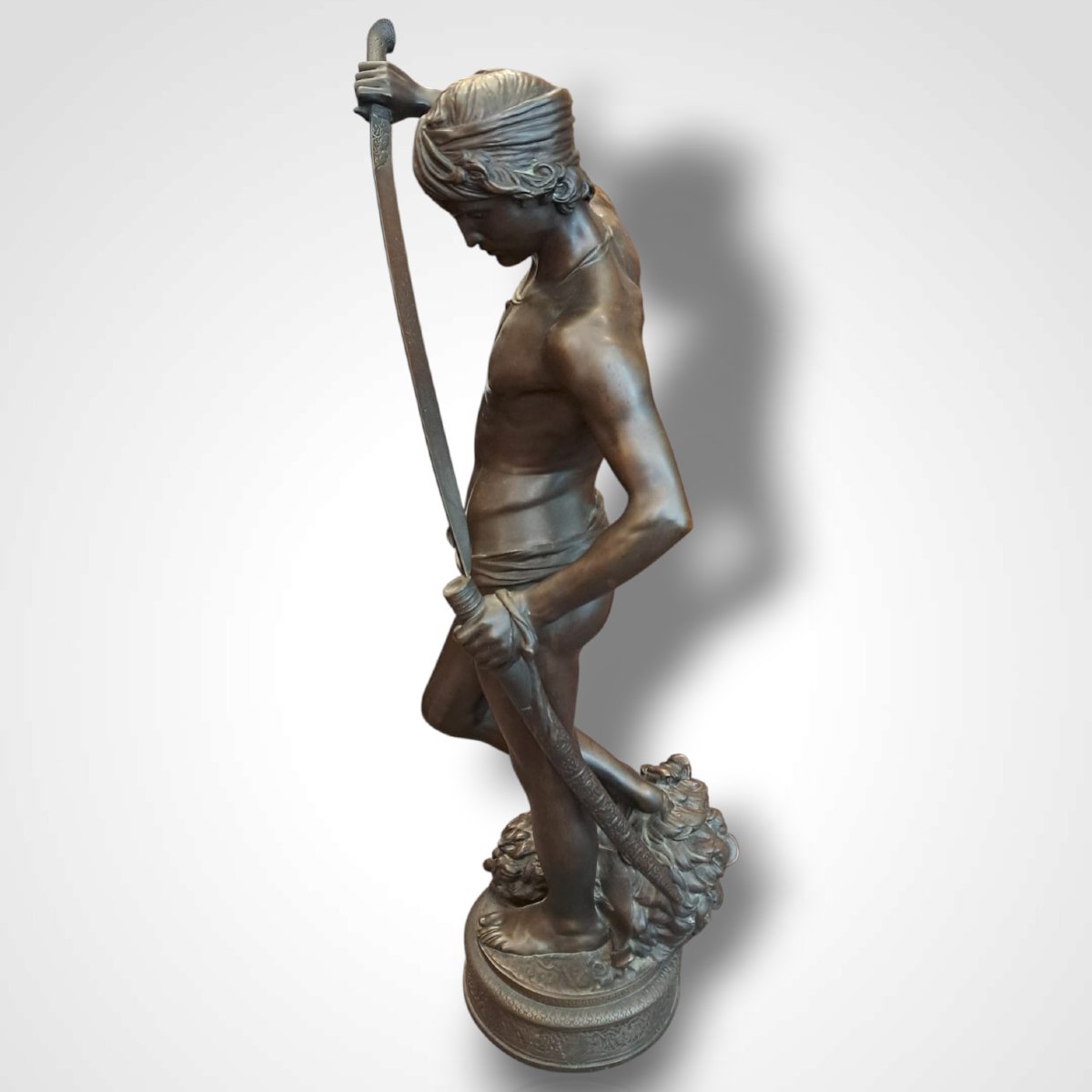 Antonin Mercié, David, sculpture en bronze, édition Barbedienne, XIXe-photo-3
