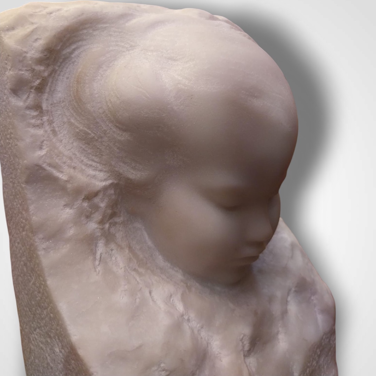 Amedeo Gennarelli (1881-1943), Marble Sculpture, Child's Face-photo-5