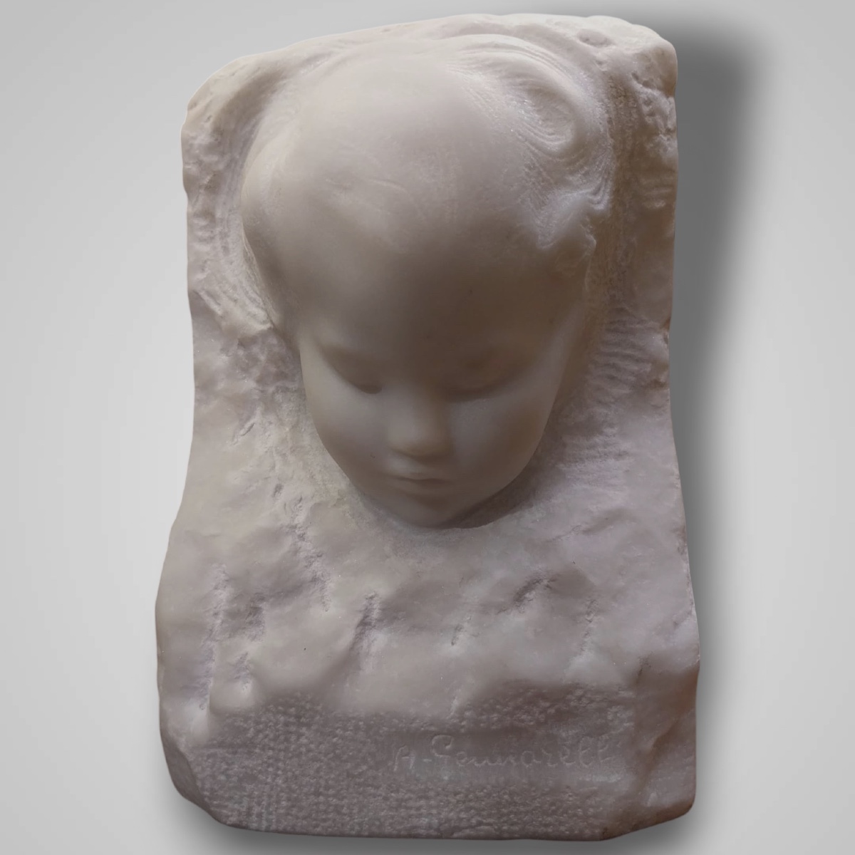 Amedeo Gennarelli (1881-1943), Marble Sculpture, Child's Face