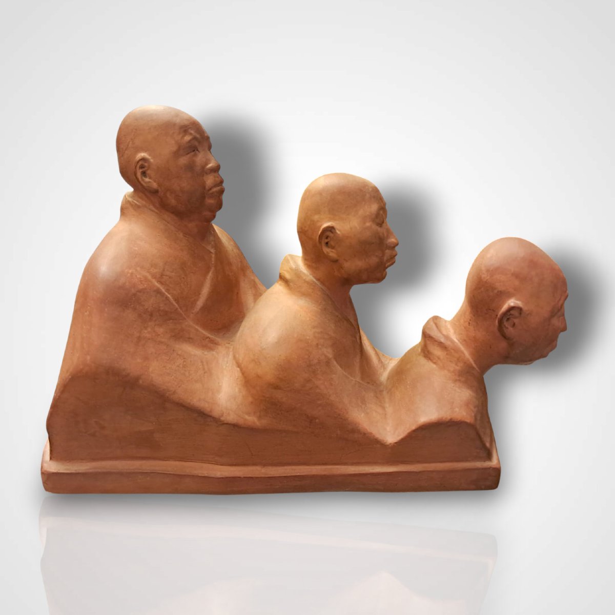 Gaston Hauchecorne, Terracotta Representing Three Chinese Figures, 20th Century-photo-3