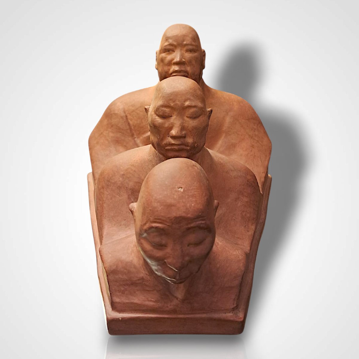 Gaston Hauchecorne, Terracotta Representing Three Chinese Figures, 20th Century-photo-4
