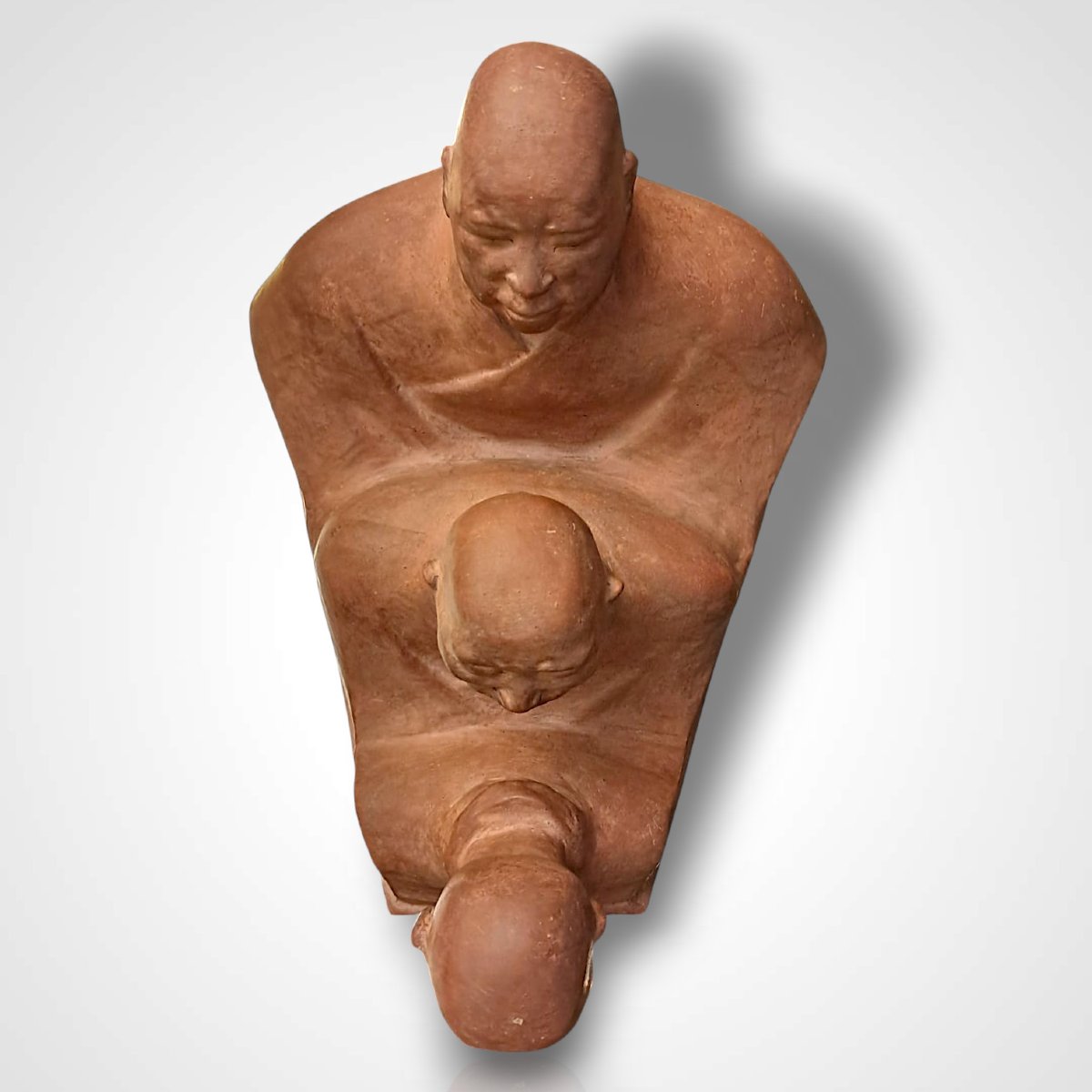 Gaston Hauchecorne, Terracotta Representing Three Chinese Figures, 20th Century-photo-1