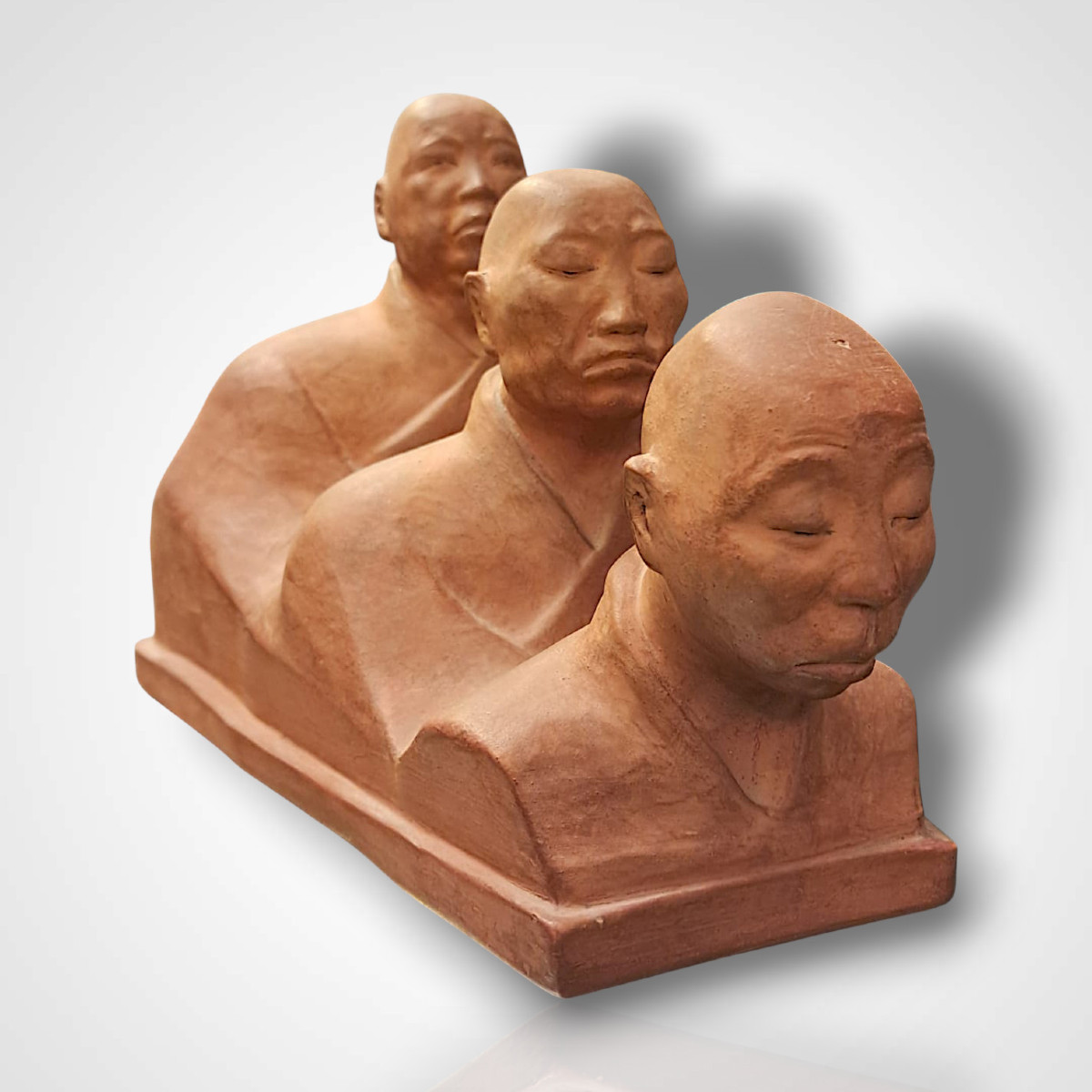 Gaston Hauchecorne, Terracotta Representing Three Chinese Figures, 20th Century