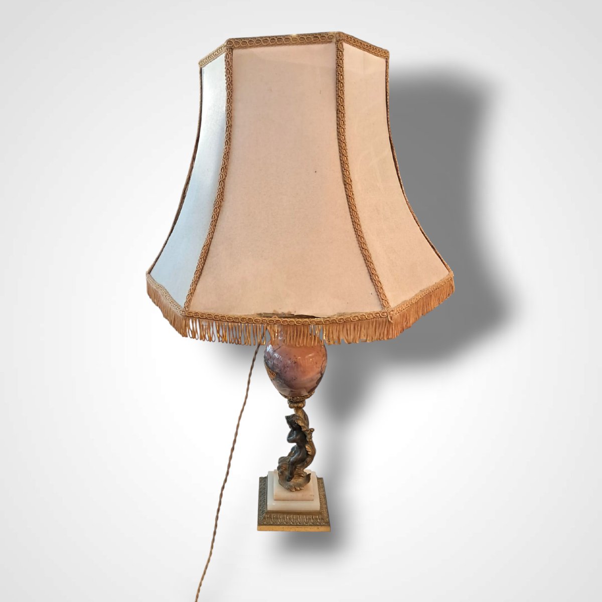 Bronze And Ceramic Lamp, 19th Century-photo-3