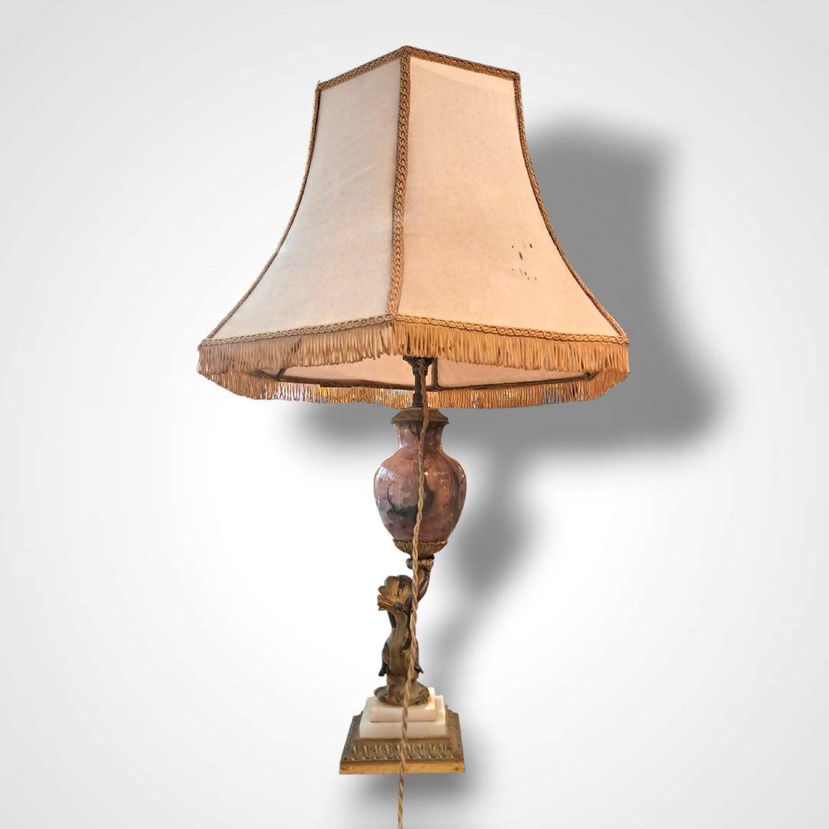 Bronze And Ceramic Lamp, 19th Century-photo-4