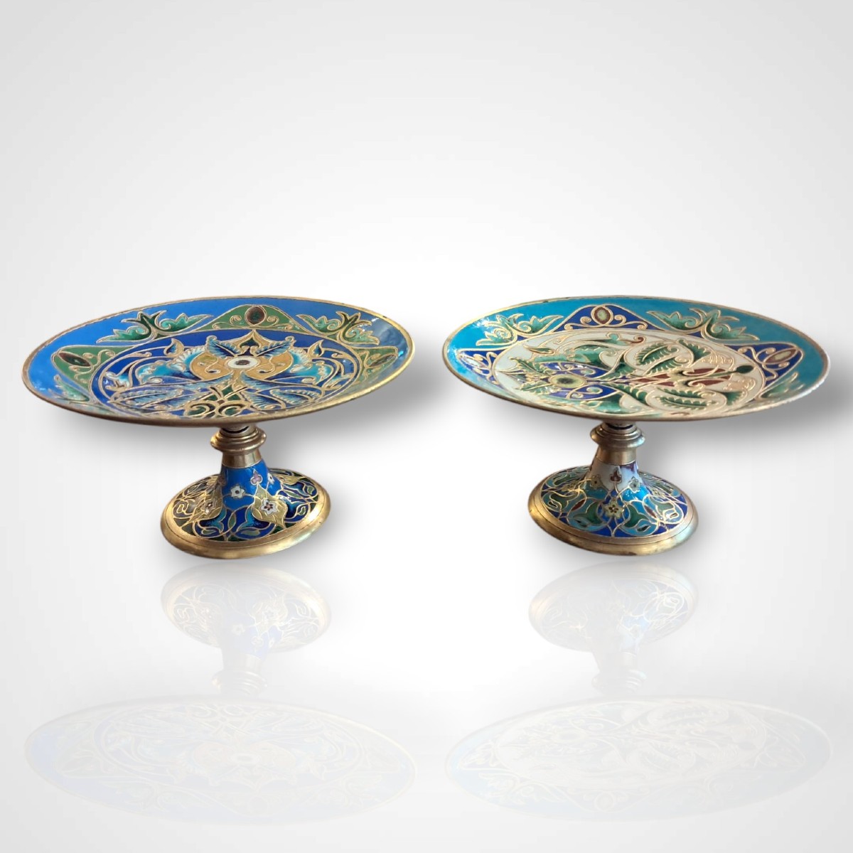 Pair Of Bronze And Cloisonné Enamel Cups, 19th Century