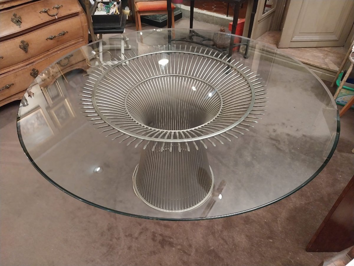 Warren Platner édité par Knoll, table ronde de salle à manger, XXe-photo-3