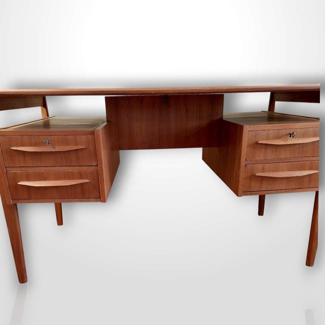 Teak Desk By Gunnar Nielsen Tibergaard For Tibergaard, Denmark, 1960s-photo-4