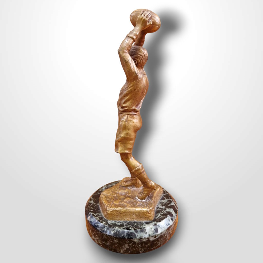 Bronze, Rugby Player, Early 20th Century-photo-2