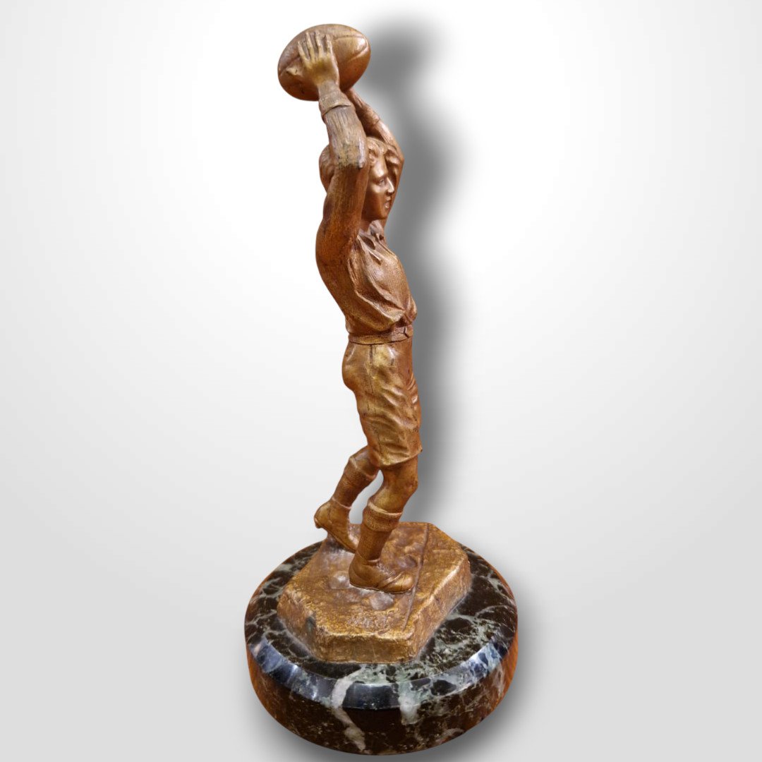 Bronze, Rugby Player, Early 20th Century-photo-4