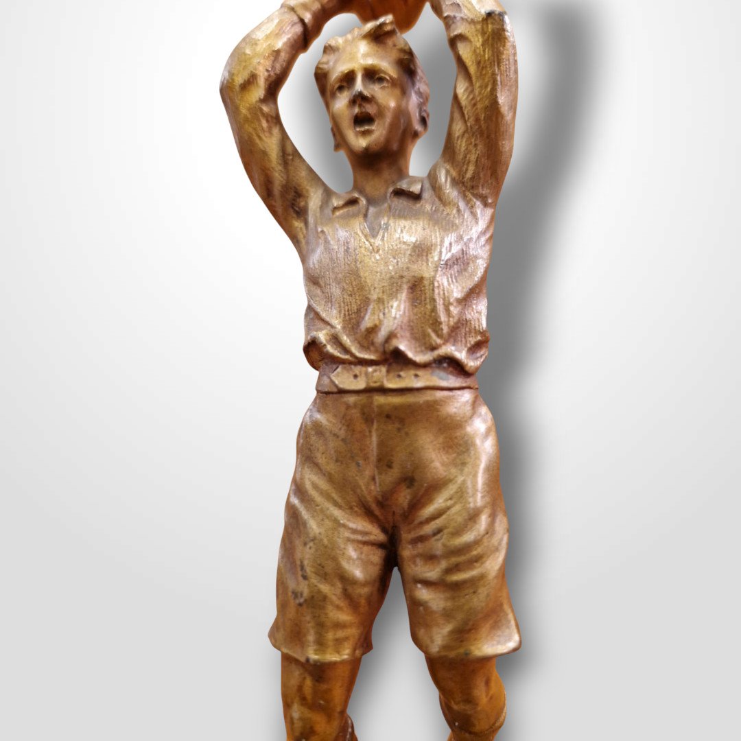 Bronze, Rugby Player, Early 20th Century-photo-5