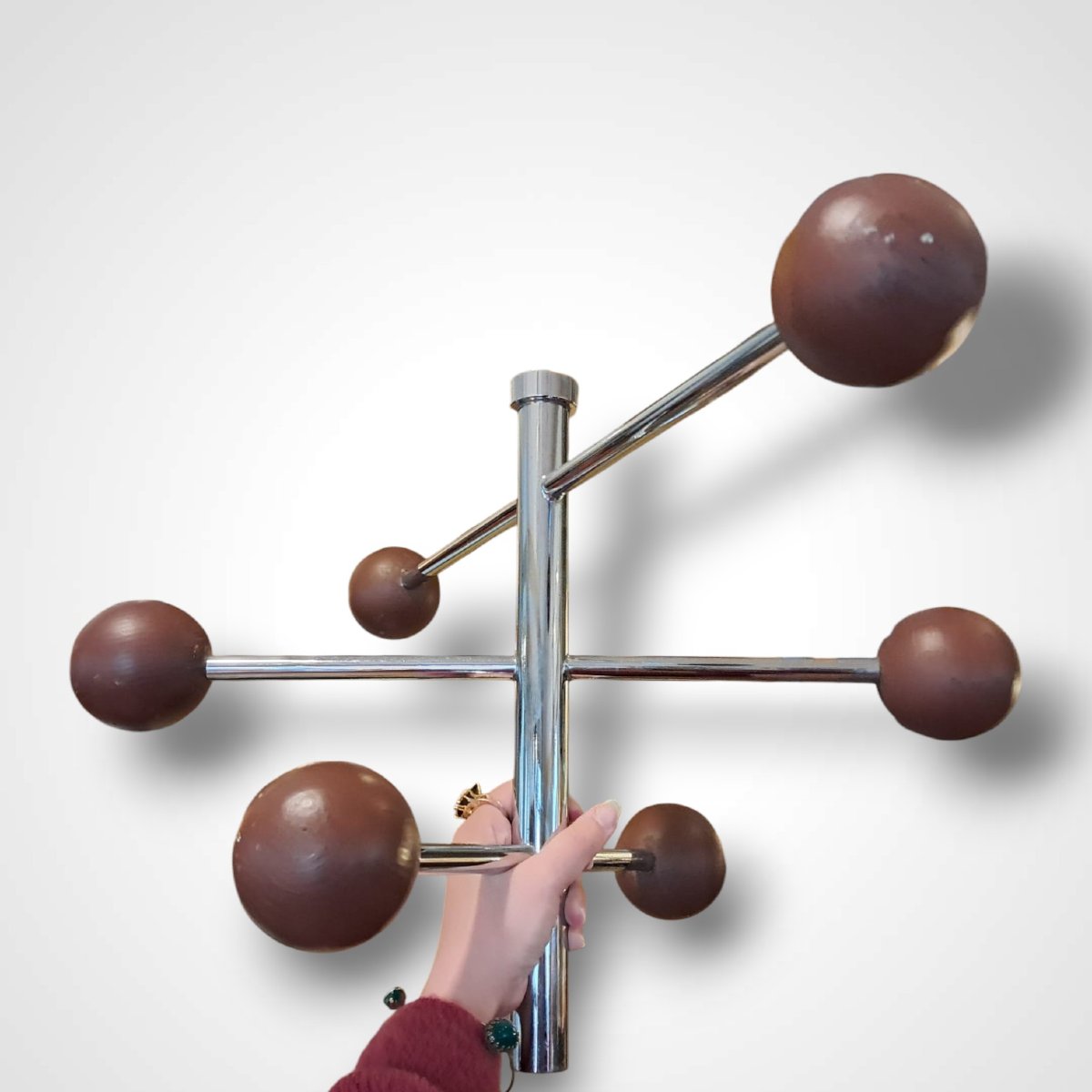 Metal And Wood Coat Rack, 20th Century-photo-4