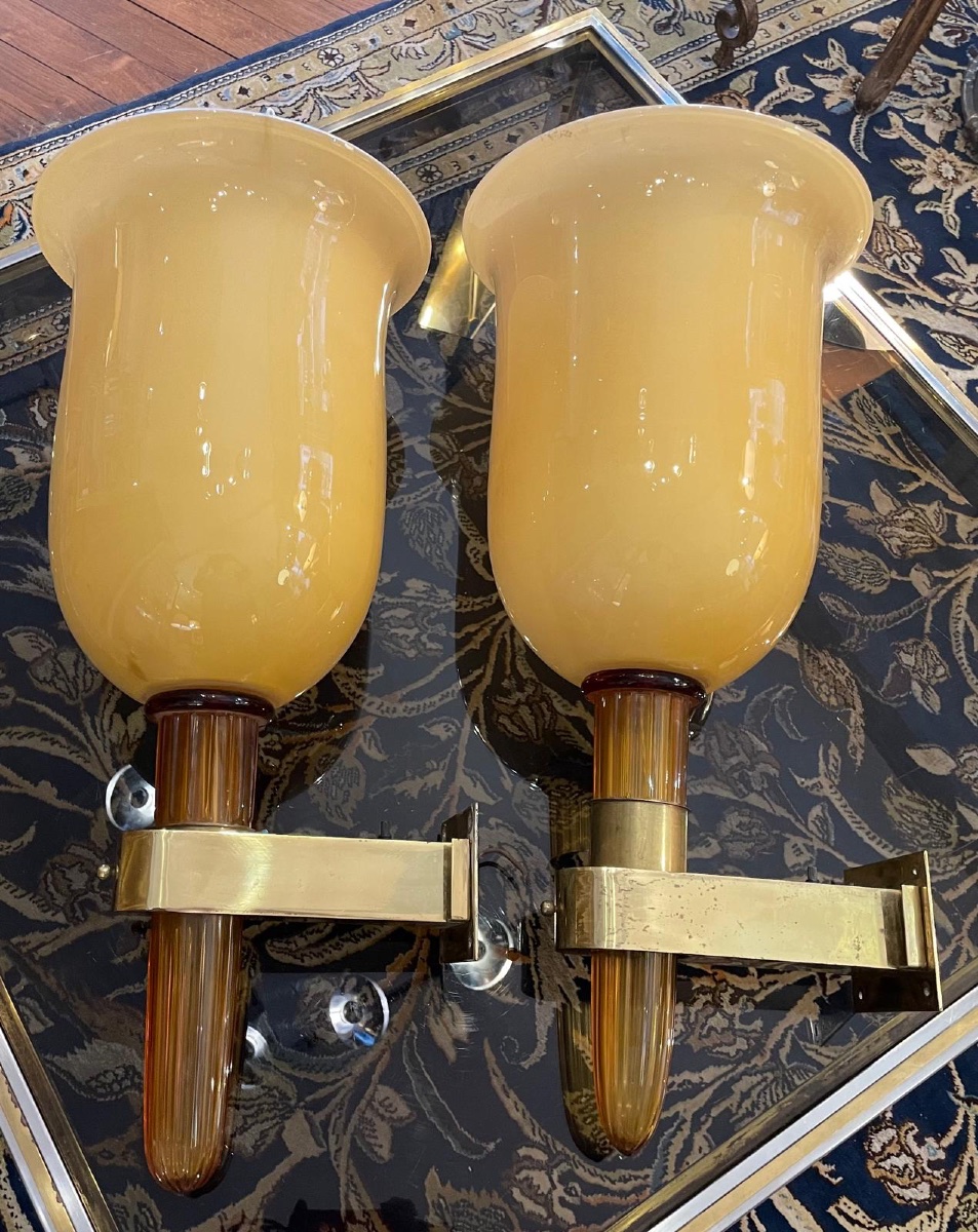Pair Of Murano Wall Sconces, 20th Century-photo-2