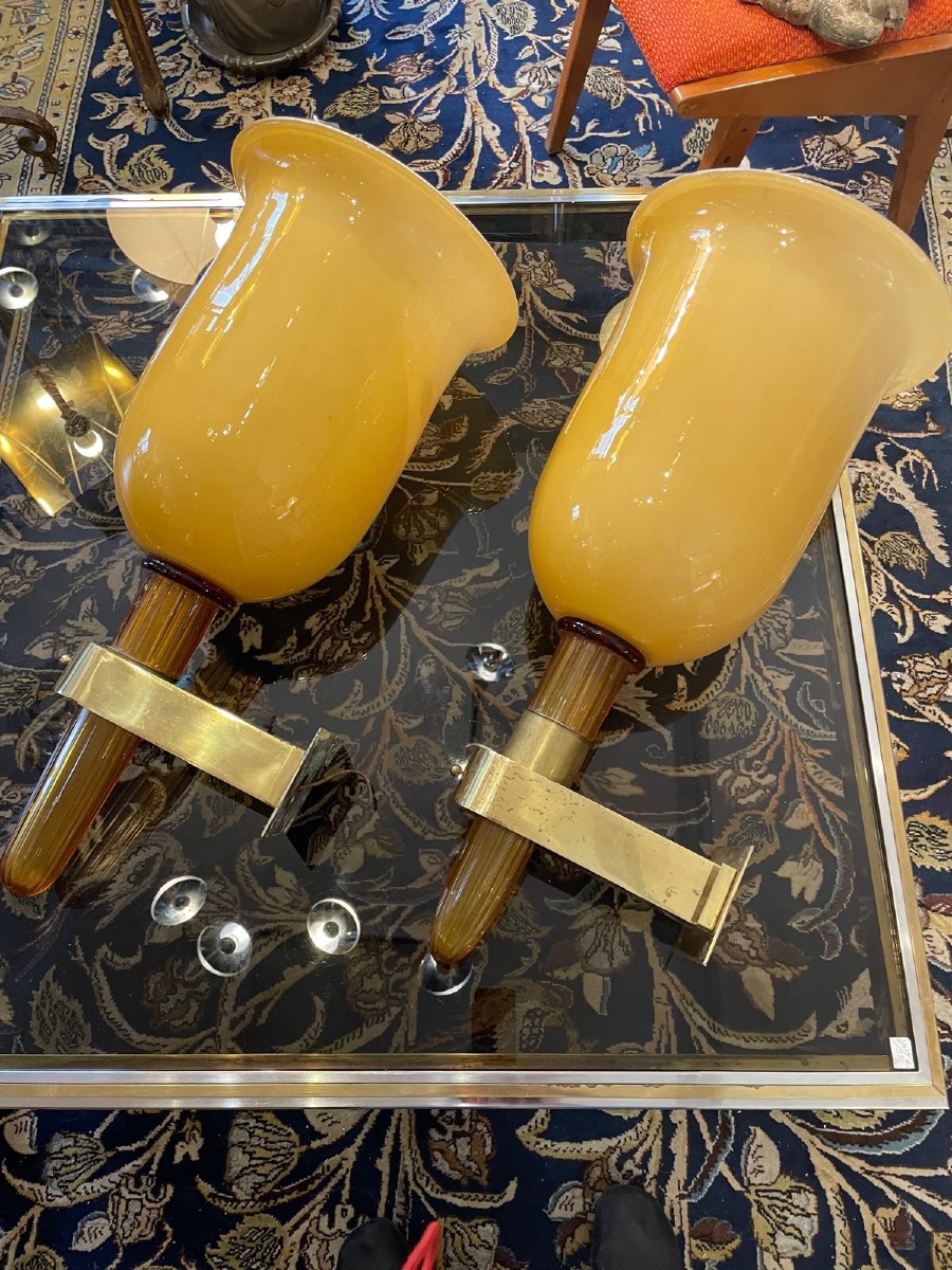 Pair Of Murano Wall Sconces, 20th Century-photo-2