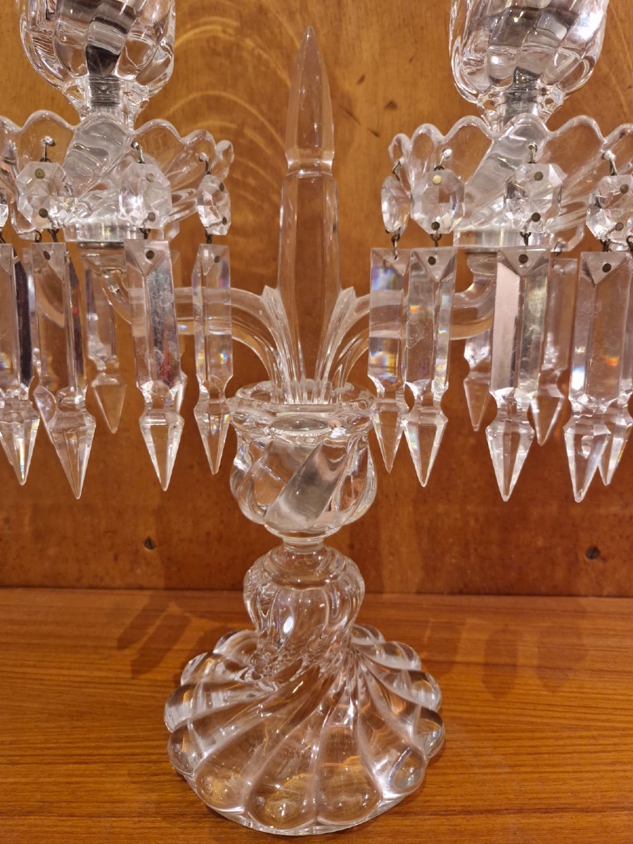 Baccarat, girandole en cristal modèle bambou XXe-photo-3