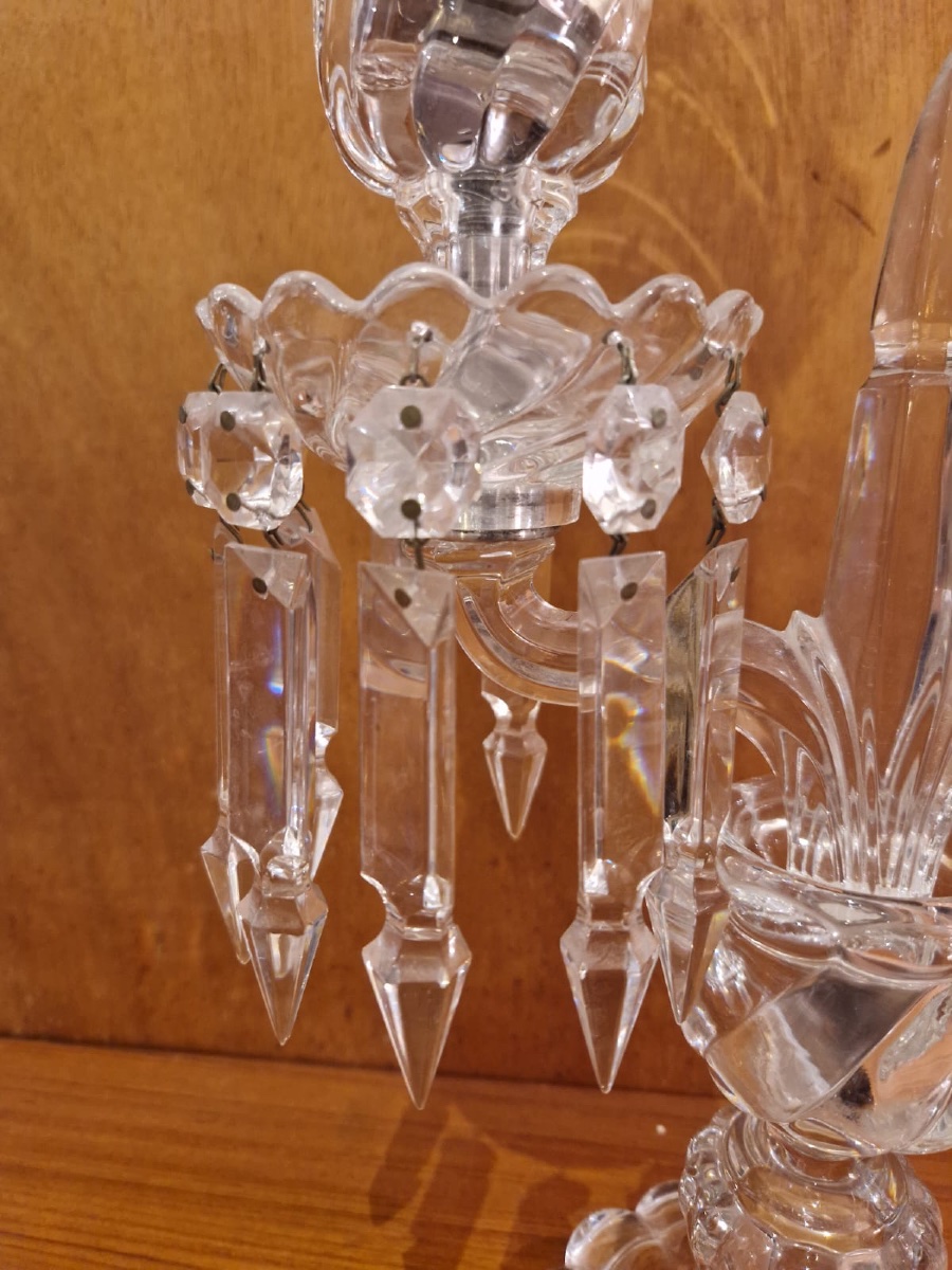 Baccarat, girandole en cristal modèle bambou XXe-photo-3