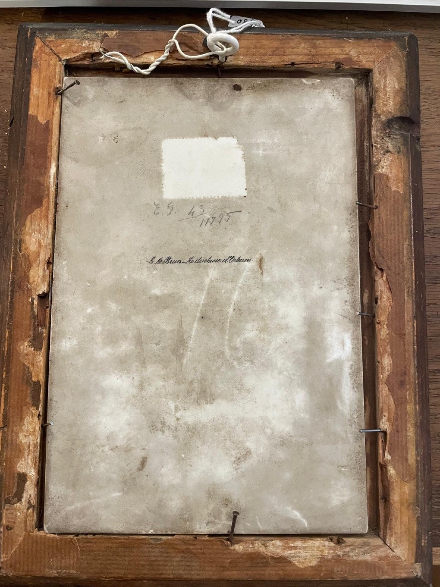 Miniature Painted Porcelain, The Duchess Of Orléans By E. Vigée Le Brun, 19th Century-photo-3