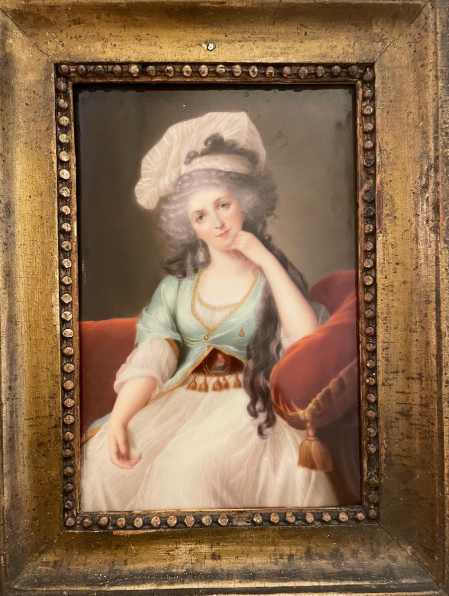 Miniature Painted Porcelain, The Duchess Of Orléans By E. Vigée Le Brun, 19th Century
